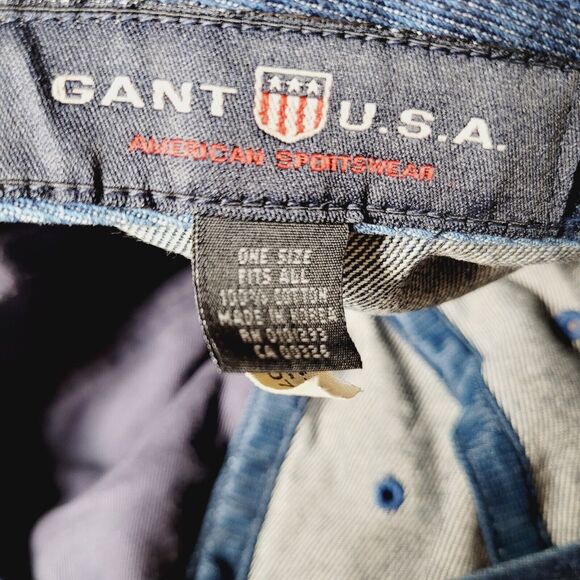 Vintage Gant Jeans Hat Cap Mens OS Blue Denim Embroidered Metal Sportswear Arch - Picture 5 of 6